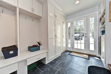 Mudroom Addition, Laundry Room Design Ideas, Custom Laundry Room, 1940s Home, Garage Room, Garage Renovation, Mudroom Laundry Room, Exterior Renovation, Mud Room Storage