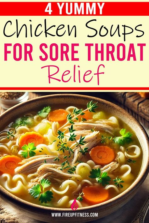 4 Soothing Chicken Soups for Sore Throat Relief 🍵 Soup For Sore Throat, Foods For Sore Throat, Throat Relief, Healthy Chicken Soup, For Sore Throat, Chicken Soups, Sore Throat Relief, Chicken Soup Recipe, Comfort Soup