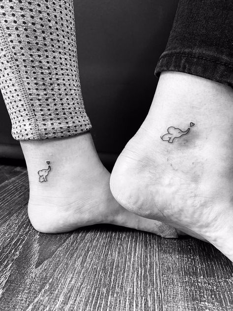 Cute Small Mom And Daughter Tattoos, Mom And Daughter Tattoos Matching Elephants, Matching Tattoos Elephant, Matching Elephant Tattoos Mom, Mom And Daughter Animal Tattoos, Mom And Daughter Elephant Tattoo, Tattoo Ideas For Mum And Daughter, Elephant Matching Tattoos, Elephant Tattoos Mother Daughter