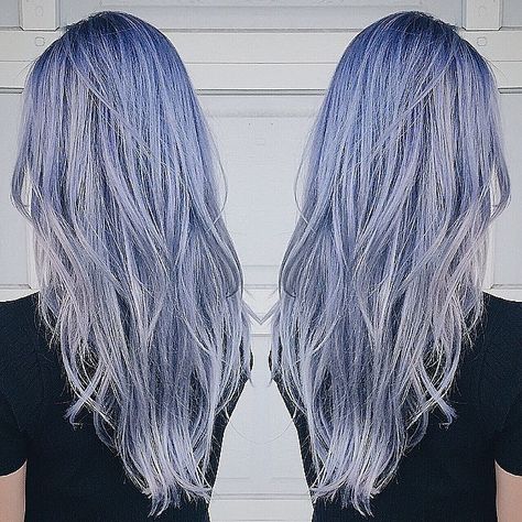 Formula How-To: Silver-Blue | Modern Salon Icy Blue Hair, Silver Blue Hair, Blue Grey Hair, Galaxy Hair, Lilac Hair, Coloured Hair, Silver Hair Color, Hair Ombre, Temporary Hair Color