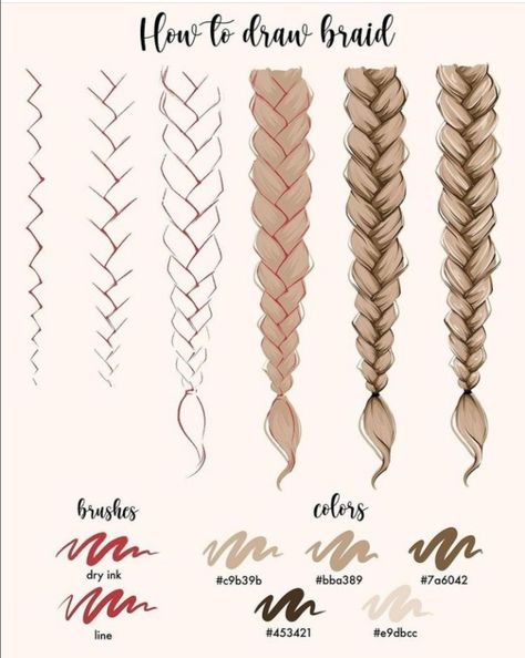 Draw Braids, Digital Art Tutorial Beginner, How To Draw Braids, Procreate Tutorials, Drawing Ideas List, Free Procreate, Procreate Ipad Art, Digital Art Beginner, Hair Aesthetic