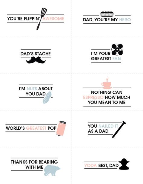 10 Father's Day Crafts Printables With Brilliant Puns Dad Puns For Fathers Day, Handmade Fathers Day Cards Ideas, Fathers Day Card Ideas Diy, Doodle Puns, Fathers Day Puns, Funny Fathers Day Quotes, Military Crafts, Diy Father's Day Crafts, Birthday Puns