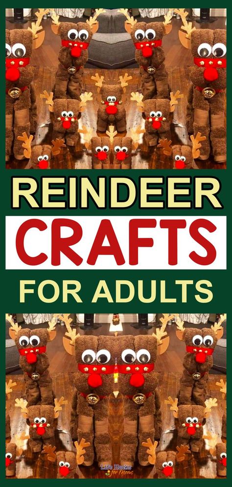 reindeer crafts for adults Fold Bath Towels, How To Fold Bath Towels, Easy Christmas Crafts For Adults, Christmas Reindeer Craft, Diy Gifts Handmade, Reindeer Crafts, Christmas Decor Diy Cheap, Washcloth Crafts, Reindeer Christmas Gift