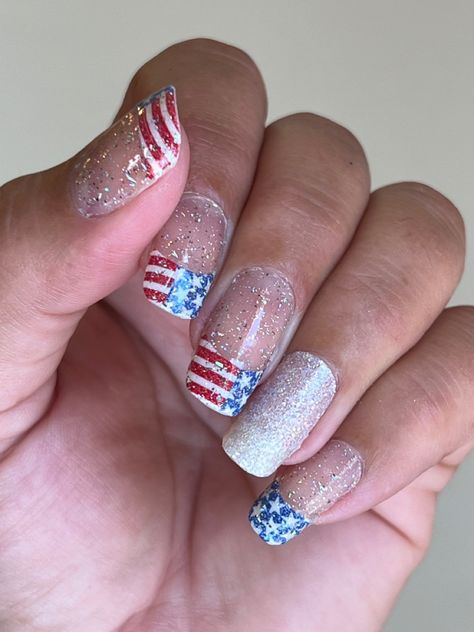 Red, White and Belle, glittersweet, home sleet home Red White And Beautiful Color Street, Color Street Red, Color Street Mixed Mani, Patriotic Nails Design, Patriotic Nails, Mixed Mani, Street Nails, Color Street Nails, Color Street