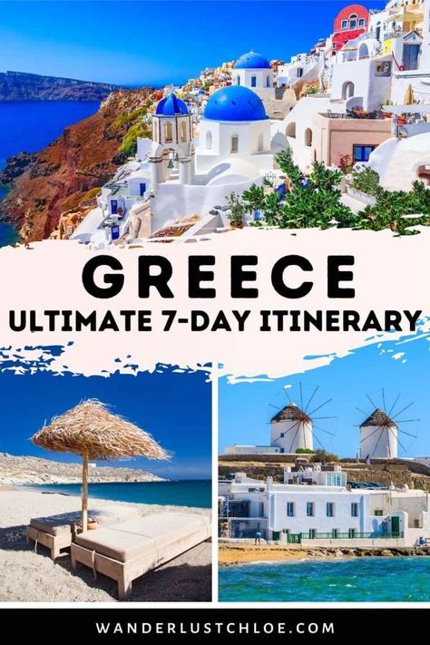 Ultimate 7-Day Greece Itinerary: Athens + Greek Island Hopping (2022) Island Hopping Greece, Greek Getaway, Greece Travel Outfits, Greek Islands Vacation, Greek Island Hopping, Greece Itinerary, Visit Greece, Greece Beach, Greece Travel Guide