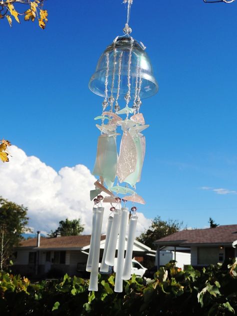 Pink & Aqua Jelly Fish wind chime Jelly Fish Wind Chime, Jelly Fish, Wind Chime, Jellyfish, Wind Chimes, Jelly, Fish, Outdoor Decor, Pink