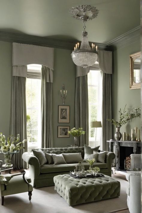 What’s the Ultimate Luxury with Sage Green and Pewter? Sitting Room Magic Explored [2024] #Ad #homedecor #homedesign #fixhome #Painthome #interiorarchitecture Heritage Green Living Room, Green And Grey Living Room, English Manor Houses Interior, Victorian Sitting Room, Sage Living Room, Manor House Interior, Sitting Room Interior Design, Sage Green Living Room, Dark Green Living Room