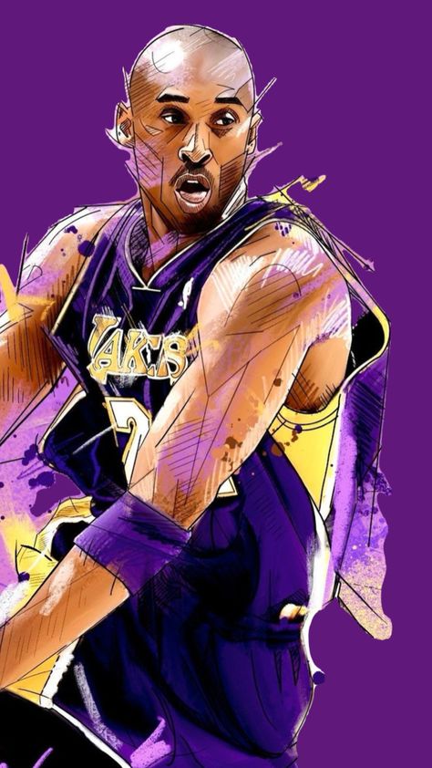 Kobe Bryant Drawing, Kobe Bryant Art, Basketball Drawings, Kobe Bryant Family, Basketball Stuff, Bryant Lakers, Pokemon Mew, Kobe Bryant Black Mamba, Lakers Kobe Bryant