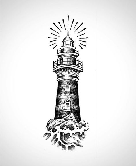 Montauk Lighthouse Tattoo, Sand Timer Tattoo Design, Lighthouse Tattoo Stencil, Nautical Tattoo Ideas, Light House Tattoo, Ship Tattoo Design, Nautical Sleeve, Traditional Tattoo Drawings, Lighthouse Drawing