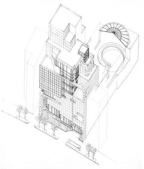 Spiral Building, Charles Gwathmey, Spiral Ramp, Fumihiko Maki, Modernism Architecture, Architectural Representation, Multipurpose Hall, Brutalism Architecture, Richard Meier