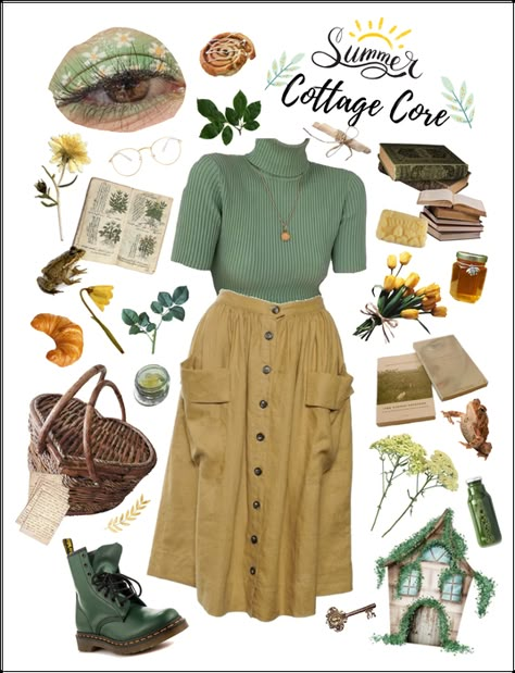 Summer Cottagecore Outfit | ShopLook Cottagecore Camping Outfit, Hobbitcore Fashion Summer, Cottage Core Aesthetic Outfit Fall, Cottagecore With Jeans, Dark Academia Summer Outfit Shorts, Cortege Core Outfits, Cottage Core Professional Outfits, Artsy Cottagecore Outfits, Cottagecore Date Outfit