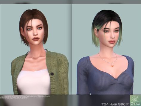 The Sims Resource - Short Bob Hairstyle - G96 Asian Hair Sims 4, Ombre Bob Hair, Short Purple Hair, Short Hair For Kids, Hair Stayl, Short Ponytail, Mod Hair, Ombre Bob, Short Ombre Hair