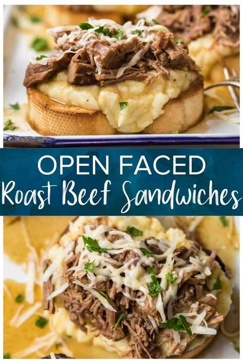 Hot Toast Beef Sandwich, Open Roast Beef Sandwich, Open Faced Roast Beef Sandwich Crockpot, Open Face Roast Beef Sandwich, Open Faced Roast Beef Sandwich, Hot Roast Beef Sandwich Recipes, Open Faced Roast Beef, Hot Roast Beef Sandwich, Slow Cooked Roast Beef