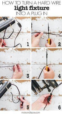 How to turn a Hard Wire Light Fixture into a Plug In: step by step tutorial to create lights and sconces that can be used when you don't have electrical in that location! Rustic Lighting Diy, Wire Light Fixture, Diy Lampe, Rustic Bathroom Decor, Wire Lights, Outdoor Light Fixtures, Rustic Lighting, Rustic Bathroom, Diy Lamp