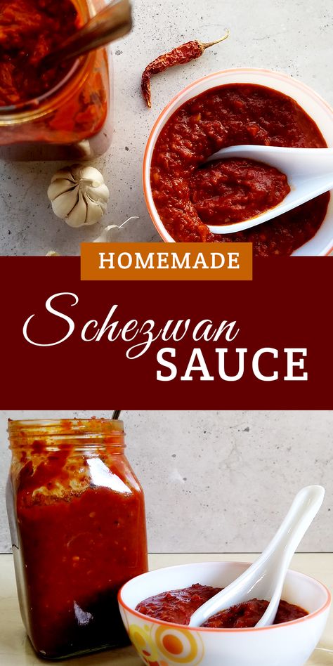 Easy and tasty Schezwan Sauce recipe which you can make at home. Our Indo-Chinese recipes are incomplete without a Schezwan Sauce/chutney, may it be any appetizer, rice or noodles. So make this Schezwan Sauce in your kitchen and serve indo chinese recipes to your family. Schezwan Sauce Recipe, Schezwan Chutney, Indo Chinese Recipes, Schezwan Sauce, Healthy Chinese, Chinese Recipes, Homemade Sauce, Sauce Recipe, Chinese Food