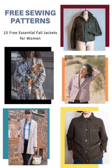 FREE PATTERN ALERT: 15 Free Essential Fall Jackets for Women Fall Jackets For Women, Princess Seam Jacket, Floor Printable, Modern Sewing Patterns, Printable Sewing Patterns, Free Sewing Patterns, Hoodie Pattern, Jacket Pattern Sewing, Womens Sewing Patterns