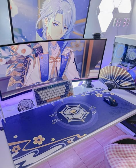 Games Room Inspiration, Kawaii Room Ideas, Gamer Setup, Computer Desk Setup, Setup Gamer, Otaku Room, Video Game Room Design, Gamer Room Decor, Pc Setups