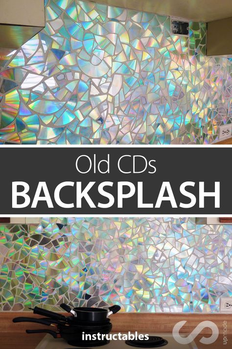 Cd Mosaic, Cd Crafts Diy, Recycled Cds, Diy Kitchen Backsplash, Upcycling Projects, Old Cds, Cd Crafts, Mosaic Backsplash, Recycled Projects