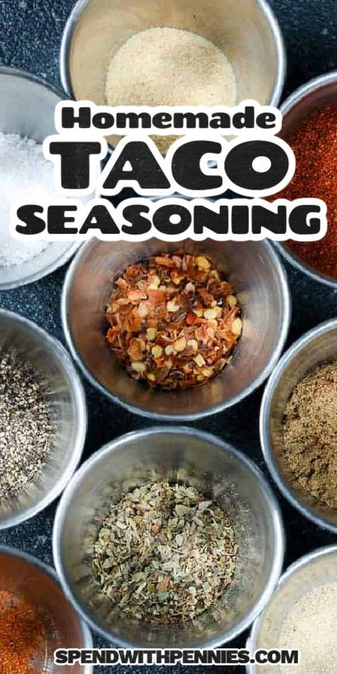 This easy Homemade Taco Seasoning recipe is the perfect way to spice up your chicken or beef! Creating your own taco mix at home allows you to control what ingredients go into it while saving money! The best part is that this DIY taco seasoning takes just minutes to make and you likely have all of the ingredients you need on hand! #spendwithpennies #tacoseasoning #spice #easyrecipe #homemade Diy Taco Seasoning, Homemade Taco Seasoning Mix, Homemade Taco Seasoning Recipe, Teriyaki Sauce Recipe, Taco Mix, Diy Mixes, Homemade Spice Mix, Taco Seasoning Recipe, Homemade Mixes