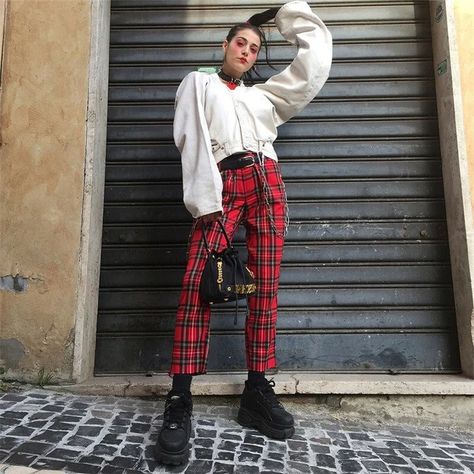 Red Plaid Pants, Plaid Pants Women, Slim Straight Pants, Checkered Pants, Red Pants, Women Cargos, Summer Style Casual, Plaid Pants, Plaid Design