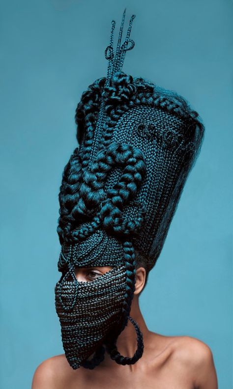 5_Delphine Diallo Eiko Ishioka, Hair Afro, Hair Art, Hair Mask, Headdress, Wearable Art, Fascinator, A Black, Headpiece