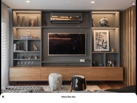 Tv Media Wall, Media Wall Ideas, Built In Tv Wall Unit, Built In Wall Units, Tv Wall Cabinets, Wall Unit Designs, Townhouse Interior, Living Room Wall Units, Living Room Built Ins