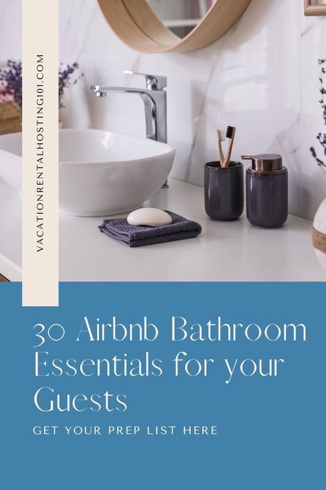 Airbnb Amenities Ideas, Vrbo Decorating Ideas, Airbnb Bathroom Ideas, Vacation Rental Decor Ideas, Small Airbnb Ideas, Airbnb Amenities, Bnb Decor, Airbnb Bathroom, Vacation Rentals Decor