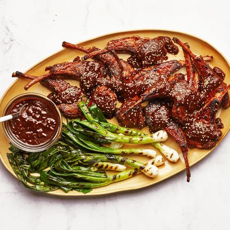 Hoisin-and-Balsamic-Glazed Lamb Chops Recipe | Bon Appétit Lamb Chop Recipes, Lamb Ribs, Ras El Hanout, Chops Recipe, Lamb Chops, Lamb Recipes, Stuffed Hot Peppers, Main Meals, Weeknight Meals