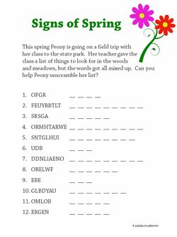 Springtime Word Scramble Word Games For Adults, Printable Word Games, Spring Word Search, Senior Citizen Activities, Best Handwriting, Unscramble Words, April Activities, Senior Games, February Activity