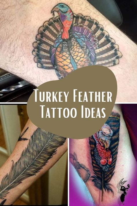 Timeless Turkey Tattoo Ideas + Images - TattooGlee Wild Turkey Tattoos For Men, Turkey Tattoos For Men, Turkey Fan Tattoo, Wild Turkey Tattoo, Turkey Feather Tattoo Men, Turkey Feather Tattoo For Women, Turkey Hunting Tattoos, Turkey Tattoo For Women, Turkey Feather Tattoo