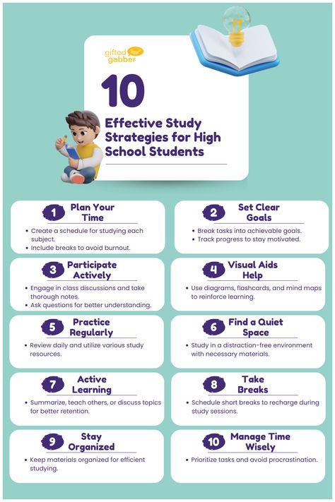 📚 𝐑𝐞𝐚𝐝𝐲 𝐭𝐨 𝐥𝐞𝐯𝐞𝐥 𝐮𝐩 𝐲𝐨𝐮𝐫 𝐬𝐭𝐮𝐝𝐲 𝐠𝐚𝐦𝐞?     Dive into our 10 Effective Study Strategies for High School Students and watch your grades soar! From time management to active learning techniques, these tips will set you on the path to academic success.     Follow our page for more amazing tips!    https://rfr.bz/pa0kv6v    #StudyTips #HighSchoolSuccess #AcademicExcellence #StudySmart #LearningStrategies #StudentLife #TopTips #AceYourExams #StudyHacks #Giftedgabber How To Get Higher Grades Student, Study Tips For Kinesthetic Learners, How To Get A 4.0 Gpa In High School, Skills To Learn Before College, Study Strategies, Active Learning, Top Colleges, Study Smarter, Learning Techniques