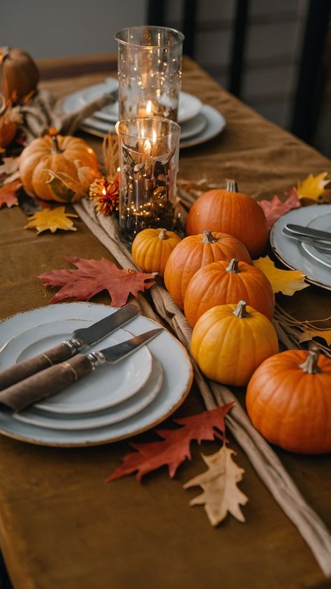 Create a warm and inviting atmosphere this fall with DIY fall Thanksgiving decor ideas Transform your home with beautiful table candle centerpieces cozy living room accents farmhouse kitchen decorations and modern porch displays Find inspiration at Hobby Lobby and elevate your front porch with easy and creative fall decor projects Celebrate the season with charming fall decorations that bring a touch of autumn to your indoor and outdoor spaces Fall Table Decor For Party, Fall Boho Table Decor, Table Candle Centerpieces, Thanksgiving Decor Ideas, Fall Magic, Candle Table Centerpieces, Modern Porch, Table Candle, Ultra Modern Homes