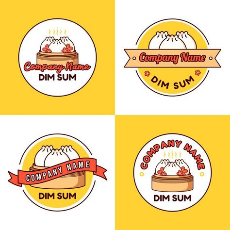 Set of dumpling or dim sum logo template... | Premium Vector #Freepik #vector #background #logo #flower #food Siomai Logo Design, Food Label Sticker, Birthday Cake Write Name, Traditional Chinese Food, Japanese Food Traditional, Food Logo Design Inspiration, Logo Online Shop, Restaurant Icon, Food Logo Design