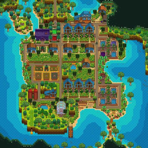 Beach Farm Layout, Fairy Cottages, Minecraft House Decor, Beach Farm, Beach Layout, Stardew Farms, Cottage Minecraft, Blossom House, Stardew Valley Layout