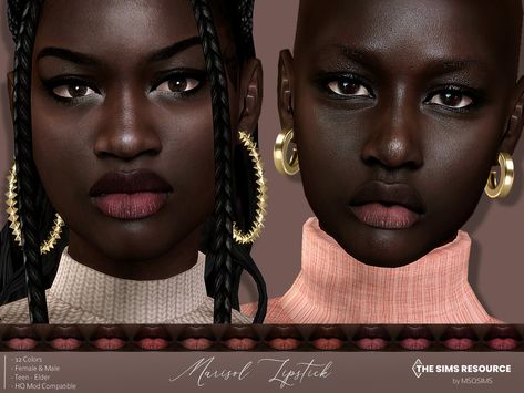 Sims 4 Cc Skin Tones, Make Up Lips, Sims 4 Cc Hair, Sims 4 Cc Eyes, Lipstick For Dark Skin, Makeup Cc, Sims 4 Anime, Free Sims 4, Sims 4 Game Mods