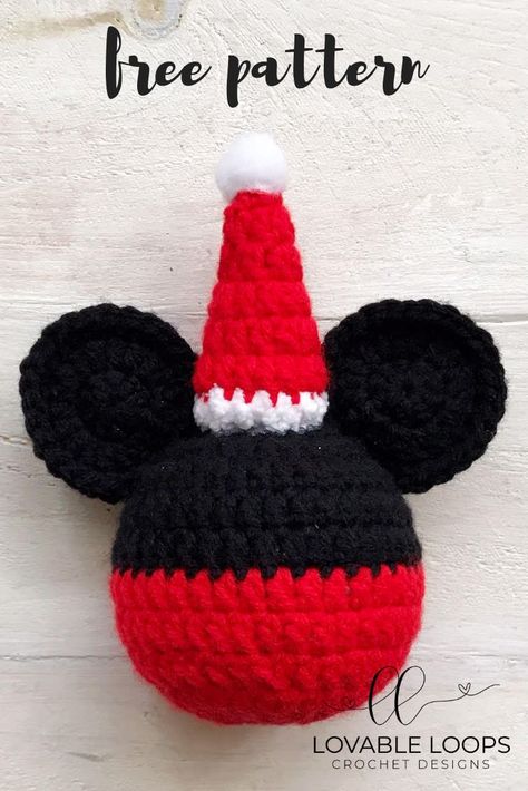 mickey ornament Bowl Warmer, Ornament Crochet Pattern, Crochet Mickey Mouse, Mickey Mouse Ornaments, Christmas Orniments, Crochet Christmas Ornaments Free, Ornament Crochet, Disney Crochet Patterns, Disney Crochet