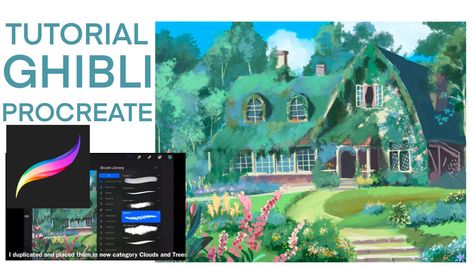 Quick tutorial on how to make Ghibli style backgrounds on Procreate using default brushes Studio Ghibli Procreate, Anime Landscape Tutorial, Ghibli Brush Ibis Paint, Ghibli Art Tutorial, How To Draw Ghibli, Procreate Environment, Ghibli Tutorial, Ghibli Procreate, Forest Tutorial