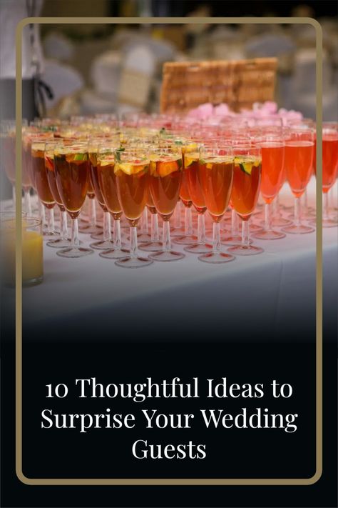 Everyone knows that wedding days are all about the couple, but it's also important to consider your guests when planning a memorable day. If you're looking for ways to make your guests feel appreciated and thank them for attending your special day, then read my latest blog post for 10 thoughtful ideas to surprise your wedding guests, including welcome drinks, wedding day survival kit for guests, and wedding favors. Read my latest blog post for more! Wedding Snack Bag Ideas, Wedding Surprises For Guests, Wedding Welcome Drinks Ideas, Welcome Drinks Wedding, Welcome Drink Ideas, Wedding Welcome Drinks, Drinks Mocktail, Wedding Snack Bags, Wedding Day Survival Kit