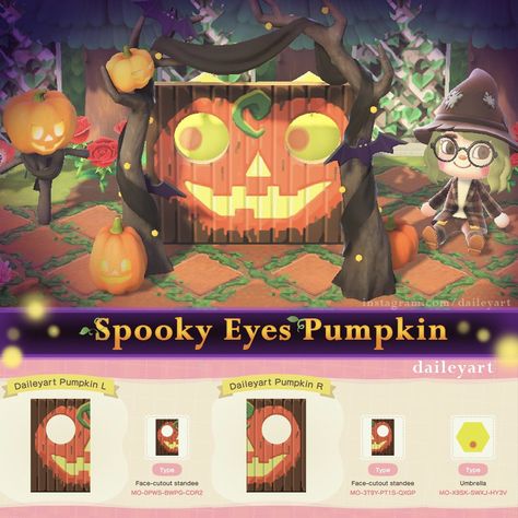 Autumnal Island Acnh, Acnh Halloween Island Ideas, Acnh Standee, Acnh Halloween Code, Acnh Halloween, Record Box, Animal Crossing 3ds, Spooky Eyes, Animal Crossing Guide