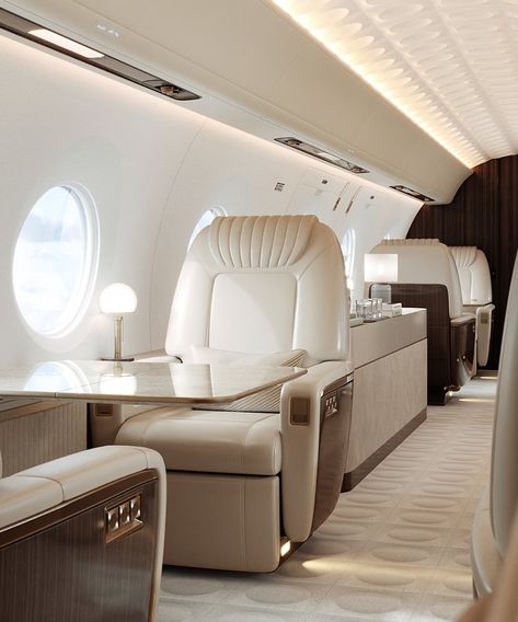 Private Plane Interior, Airplane Interior, Private Jet Interior, Luxury Jets, Luxury Private Jets, Monochrome Interior, Opulent Interiors, Aircraft Interiors, Brown Mirror