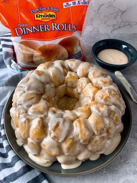 Cinnamon Roll Monkey Bread Rhodes Cinnamon Rolls Bundt Pan, Monkey Bread Rhodes Rolls, Rhodes Rolls Monkey Bread, Rhodes Cinnamon Rolls, Rhodes Rolls Recipes, Rhodes Recipes, Monkey Breads, Cinnamon Monkey Bread, Rhodes Bread