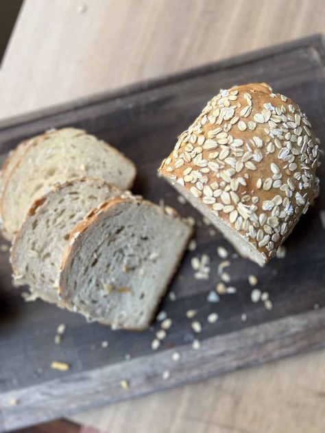 Honey oat sandwich bread is a wholesome loaf of sandwich bread that is both sweet and hearty. This bread is simple to make but special to eat! It uses both sourdough discard and commercial yeast so you can make it in just a couple of hours. ❤️ Why You’ll Love Honey Oat Sandwich Bread Everyone... Oat Sandwich Bread, Oat Sourdough Bread, Honey Oat Sourdough, Whole Wheat Sourdough, Monte Cristo Sandwich, Sandwich Bread Recipes, Honey Oats, Sourdough Discard, Monte Cristo