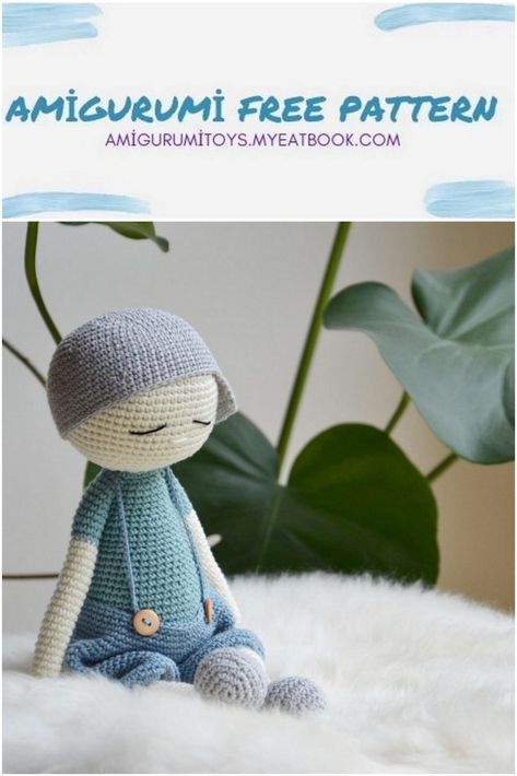 Amigurumi Elliot Doll Free Pattern Doll Free Pattern, Amigurumi Inspiration, Crochet Toys Free, Crochet Dolls Free Patterns, Pola Amigurumi, Amigurumi Animals, Crochet Amigurumi Free, Crochet For Boys, Male Doll