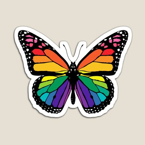 Subtle Pride Stickers, Butterfly Magnet, Decal Ideas, Gay Pride Flag, Pride Stickers, Rainbow Butterfly, Butterfly Painting, Rainbow Stickers, Rainbow Flag