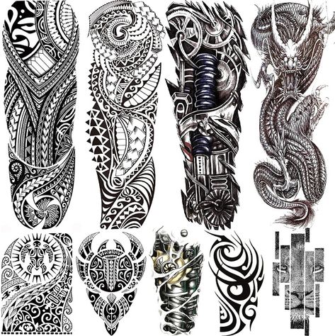 Tattoos Sleeve For Men, Totem Tattoo, Skull Hand Tattoo, Tattoos Sleeve, Arm Temporary Tattoos, Temporary Tattoo Sleeves, Maori Tattoo Designs, Full Arm Tattoos, Biomechanical Tattoo