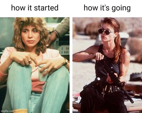 sarah connor Memes & GIFs - Imgflip Sarah O'connor, Terminator 2 Sarah Connor, Sarah Connor Costume, Sarah Connor Terminator, Catherine Chandler, Linda Hamilton, John Connor, Children Of The Corn, Sarah Connor