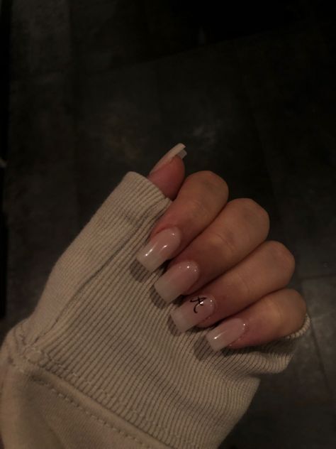 Nails W His Initial, Nails W An Initial, Simple Nails With Initials, Nails W Initials, K Initial Nails, Nails With The Letter A, Initial Nails, Nails With Accent, Nail Aesthetic