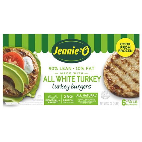 Craving a juicy hamburger, but feel guilty? JENNIE-O® frozen, all white turkey burger patties are 93% lean and 100% delicious. Turkey Burger Patties, Jennie O Turkey, Burger Specials, Juicy Hamburgers, Jennie O, Hormel Recipes, Frozen Turkey, Burger Patties, Turkey Burger