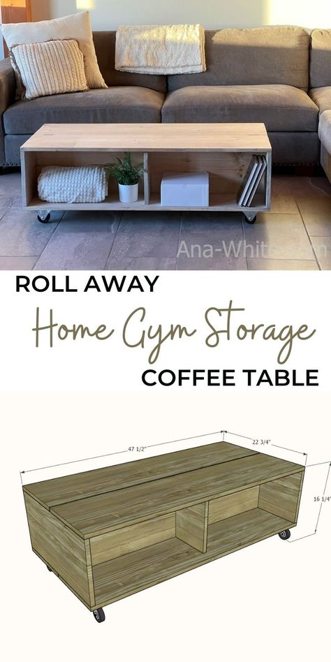 Diy Coffee Table With Shelf, Easy Diy Coffee Table With Storage, Rolling Coffee Table, Diy Wood Coffee Table Rectangle, Diy Coffee Table Storage, Coffee Table Storage Ideas, Diy Center Table, Diy Coffee Table Easy, Diy Coffee Table With Storage