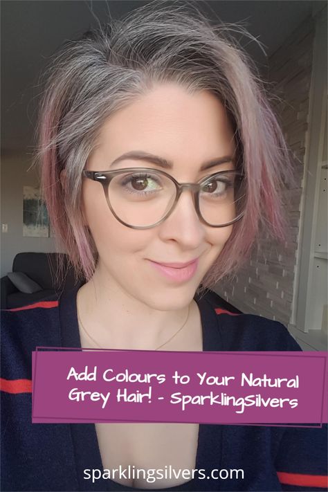 Pink Toner For Grey Hair, Overtone On Gray Hair, Fun Hair Color Ideas For Gray Hair, Grey Hair With Rose Gold Highlights, Pink Gray Hair, Gray Hair With Pink Highlights, Growing Out Natural Hair Color, Overtone Before And After, Grey Hair With Pink Highlights